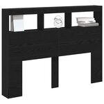 vidaXL Armoire tête de lit avec LED chêne noir 140x17x102 cm