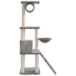 vidaXL Arbre à chat avec griffoirs en sisal Gris clair 131 cm