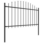vidaXL Clôture de jardin avec dessus en lance Acier 1 7 m Noir