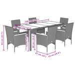 vidaXL Ensemble à manger de jardin et coussins 7 Pièces beige rotin verre