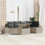 vidaXL Ensemble de 6 Canapés de Jardin avec Coussins Gris en Rotin Poly