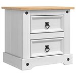 vidaXL Table de chevet avec tiroir Blanc 53 x 39 x 47 cm Pin massif