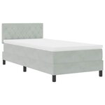 vidaXL Lit à ressort LED avec matelas Gris clair 90 x 190 cm Velours