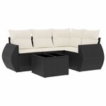 vidaXL Salon de jardin 5 Pièces avec coussins noir résine tressée