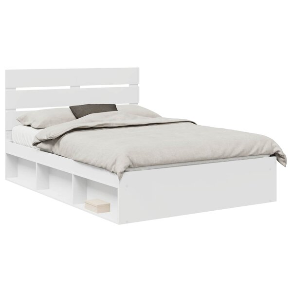 vidaXL Cadre de lit Blanc 140 x 200 cm Bois de pin massif