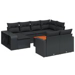 vidaXL Salon de jardin 11 Pièces avec coussins noir résine tressée