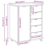 vidaXL Cabinet roulant 63 5 x 39 x 79 cm Bois de Pin Massif