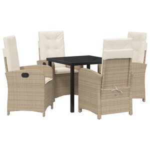 vidaXL Ensemble de salle à manger de jardin 5 pièces avec coussins en poly rattan beige