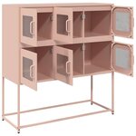 vidaXL Buffet rose 100 5x39x107 cm acier laminé à froid