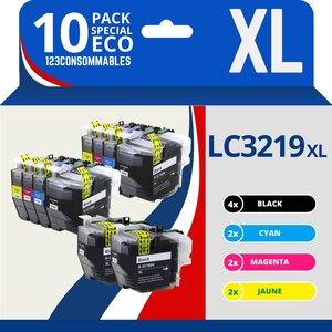 123CONSOMMABLES - LC3219XL Cartouches encre compatible avec Brother LC3219XL LC3219 LC3217 pour Brother MFC-J5330DW  J5730DW  J6930DW  J5930DW  J6530DW  J6935DW (4 Noir / 2 Cyan / 2 Magenta / 2 Jaune)
