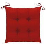 vidaXL Chaises de jardin lot de 2 et coussins rouge Bois teck massif