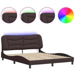 vidaXL Cadre de lit avec lumières LED marron foncé 160x200 cm tissu