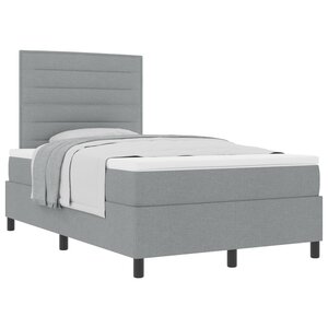 vidaXL Lit à ressorts avec matelas Gris clair 120 x 190 cm tissu