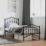 vidaXL Cadre de lit métal sans matelas avec pied de lit noir 75x190 cm