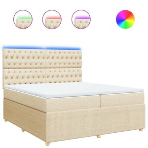 vidaXL Sommier à lattes de lit avec matelas Crème 200x200 cm Tissu