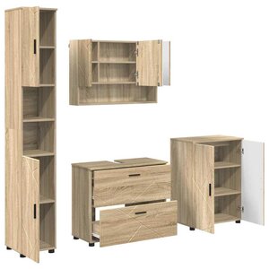vidaXL Ensemble de mobilier de salle de bain 4 Pièces Chêne Sonoma