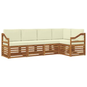 vidaXL Ensemble de canapé d'angle avec coussin 5 Pièces Naturel et Crème