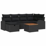vidaXL Ensemble de canapé de jardin avec coussin 7 Pièces Noir Poly rotin