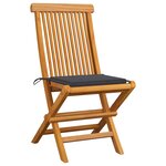 vidaXL Chaises de jardin et coussins anthracite lot de 2 Bois de teck