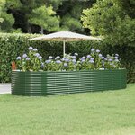 vidaXL Lit surélevé de jardin Vert 367x140x68cm Acier galvanisé