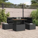 vidaXL Ensemble de canapé de jardin 5 Pièces Noir Poly rotin