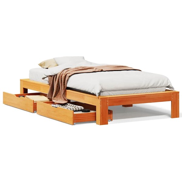 vidaXL Cadre de lit sans matelas cire marron 90x190 cm bois pin massif