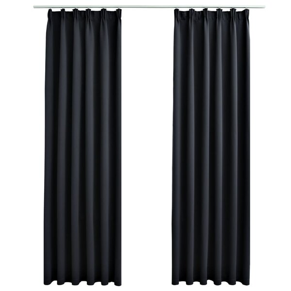 vidaXL Rideaux occultants avec crochets 2 Pièces Noir 140x225 cm