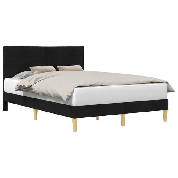 vidaXL Cadre de lit avec tête de lit Noir 120 x 190 cm Tissu