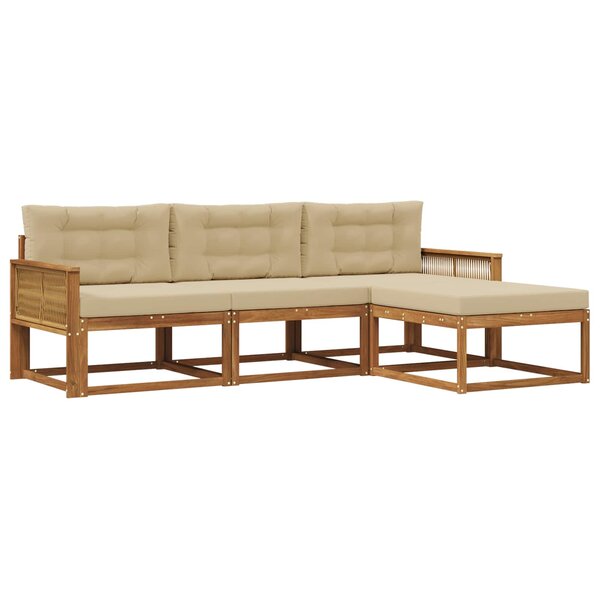 vidaXL Ensemble de canapés d'extérieur 4 pc Naturel et Beige
