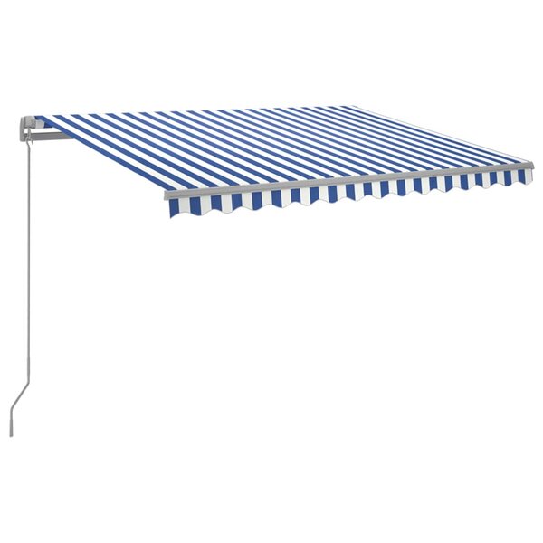 Vidaxl auvent manuel rétractable avec led 350x250 cm bleu et blanc