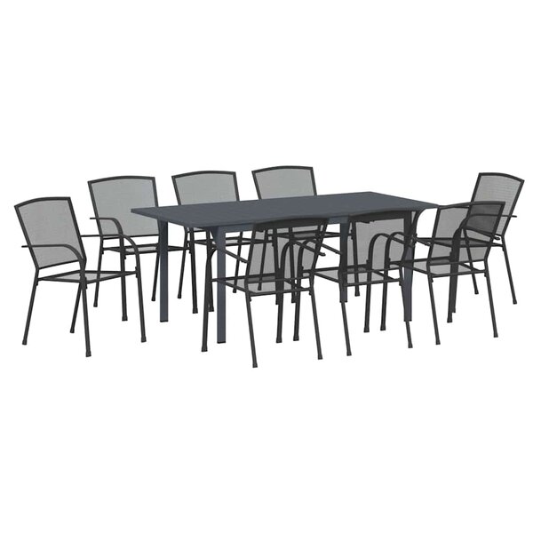 vidaXL Ensemble de salle à manger pour jardin 9 Pièces Anthracite Acier