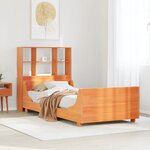 vidaXL Lit bibliothèque sans matelas cire marron 90x200 cm bois massif