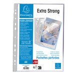 10 Etuis de 100 pochettes perforées polypropylène lisse haute résistance 9/100e A4 Cristal EXACOMPTA