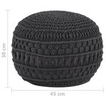 vidaXL Pouf fait à la main en macramé Anthracite 45x30 cm Coton