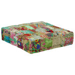 vidaXL Pouf carré en coton fait à la main 50 x 50 x 12 cm Vert