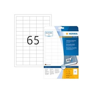 Bte de 1625 etiquettes superprint 38,1x21,2mm sur a4 détachables blanc herma