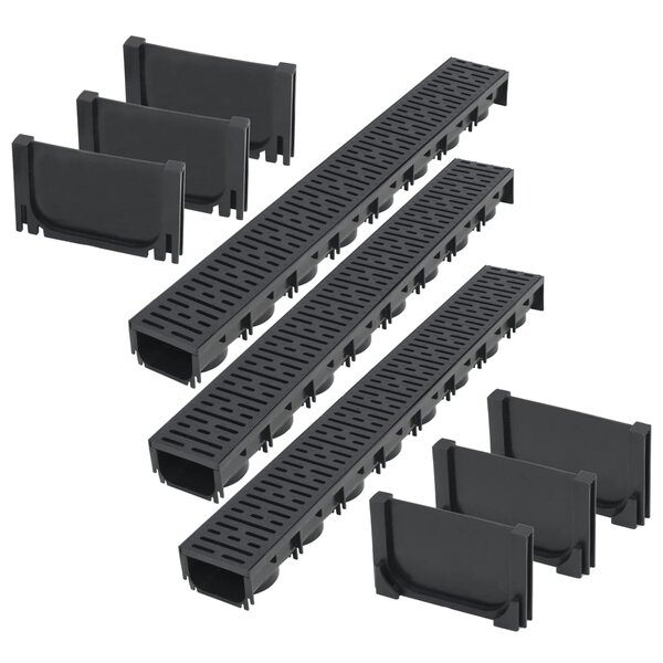 vidaXL Caniveau de drainage 3 Pièces Plastique 3 m