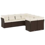 vidaXL Salon de jardin 8 Pièces avec coussins marron résine tressée