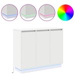 Buffet vidaXL avec LED Blanc 90x32x75 cm en bois d'ingénierie