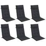 vidaXL Coussins de chaise à dossier haut lot de 6 noir tissu oxford