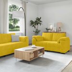 vidaXL Ensemble de canapés 3 Pièces avec coussins Jaune Velours