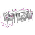 vidaXL Ensemble à manger de jardin et coussins 7 Pièces gris rotin