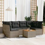vidaXL Salon de jardin avec coussins 7 Pièces gris résine tressée