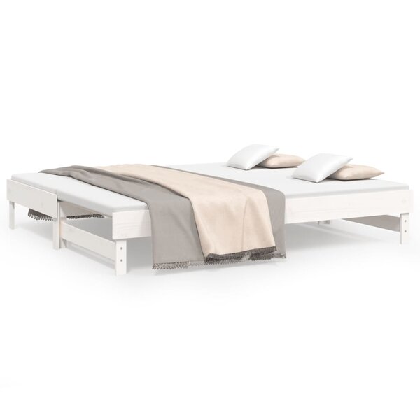 vidaXL Lit coulissant Blanc 2x(80x200) cm Bois de pin massif