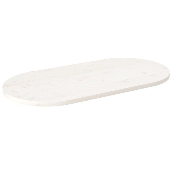 vidaXL Dessus de table blanc 100x50x2 5 cm bois de pin massif ovale