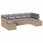vidaXL Ensemble de canapé de jardin avec coussin 7 Pièces Beige polyrotin