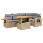 vidaXL Salon de jardin avec coussins 6 Pièces beige résine tressée