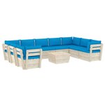 vidaXL Salon de jardin palette 10 Pièces avec coussins bois d'épicéa