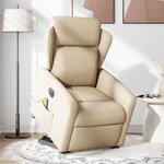 vidaXL Fauteuil inclinable de massage électrique Crème Tissu