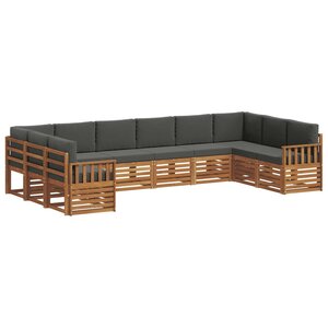 vidaXL Ensemble de canapés d'extérieur 10 pc Naturel et Anthracite